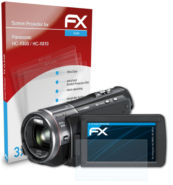 atFoliX FX-Clear Schutzfolie für Panasonic HC-X800 / HC-X810