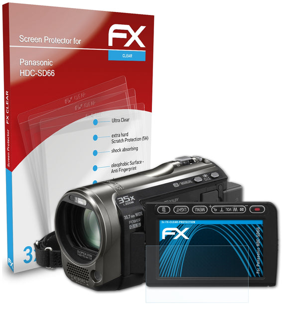 atFoliX FX-Clear Schutzfolie für Panasonic HDC-SD66