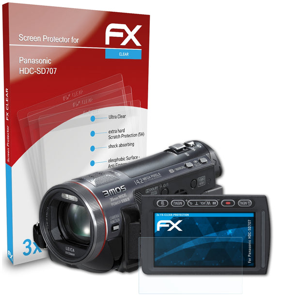 atFoliX FX-Clear Schutzfolie für Panasonic HDC-SD707