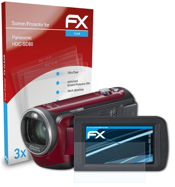 atFoliX FX-Clear Schutzfolie für Panasonic HDC-SD80