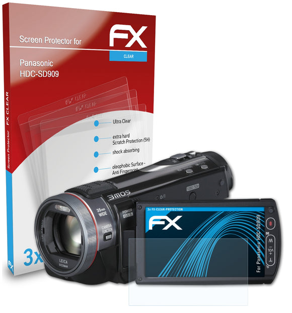 atFoliX FX-Clear Schutzfolie für Panasonic HDC-SD909