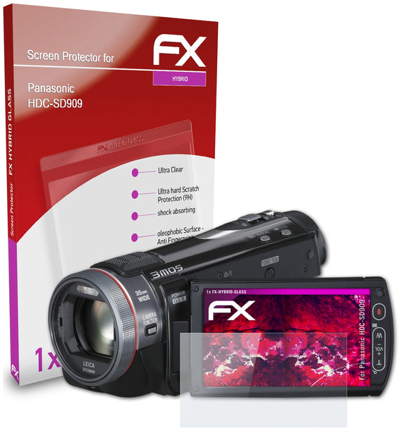 atFoliX FX-Hybrid-Glass Panzerglasfolie für Panasonic HDC-SD909