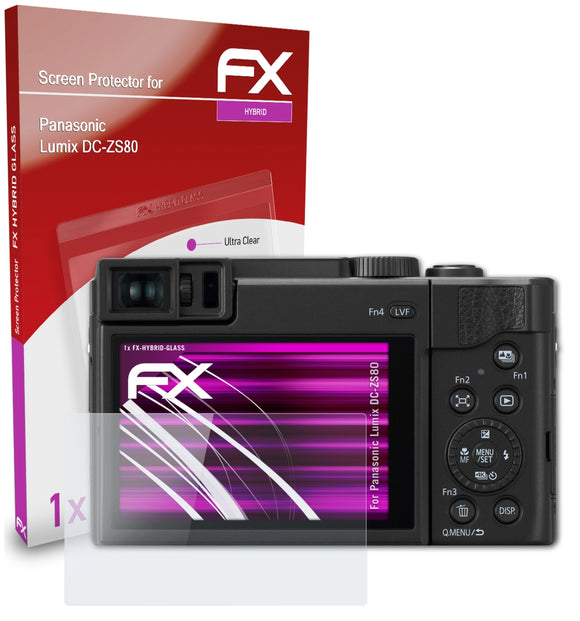 atFoliX FX-Hybrid-Glass Panzerglasfolie für Panasonic Lumix DC-ZS80