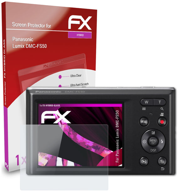 atFoliX FX-Hybrid-Glass Panzerglasfolie für Panasonic Lumix DMC-FS50