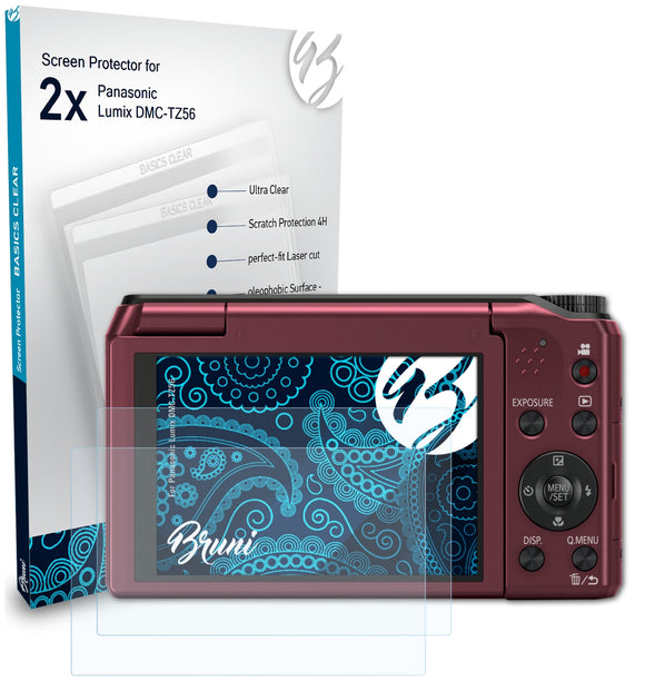 Bruni Basics-Clear Displayschutzfolie für Panasonic Lumix DMC-TZ56