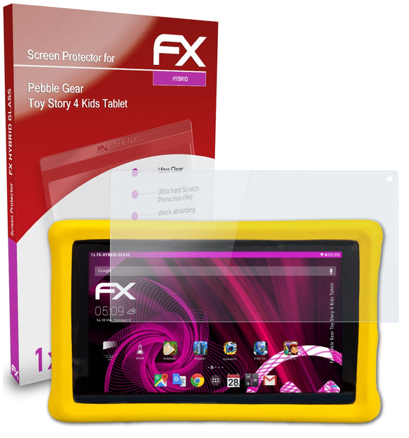 atFoliX FX-Hybrid-Glass Panzerglasfolie für Pebble Gear Toy Story 4 Kids Tablet