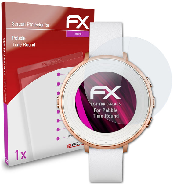 atFoliX FX-Hybrid-Glass Panzerglasfolie für Pebble Time Round