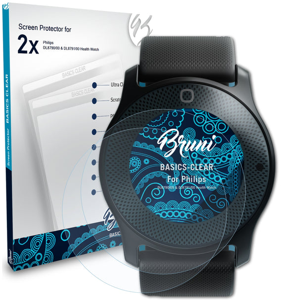 Bruni Basics-Clear Displayschutzfolie für Philips DL8790/00 & DL8791/00 (Health Watch)