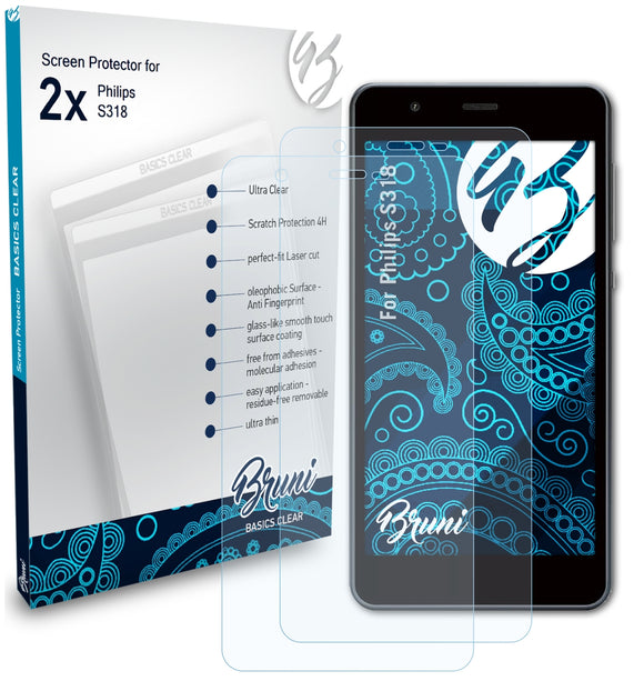 Bruni Basics-Clear Displayschutzfolie für Philips S318