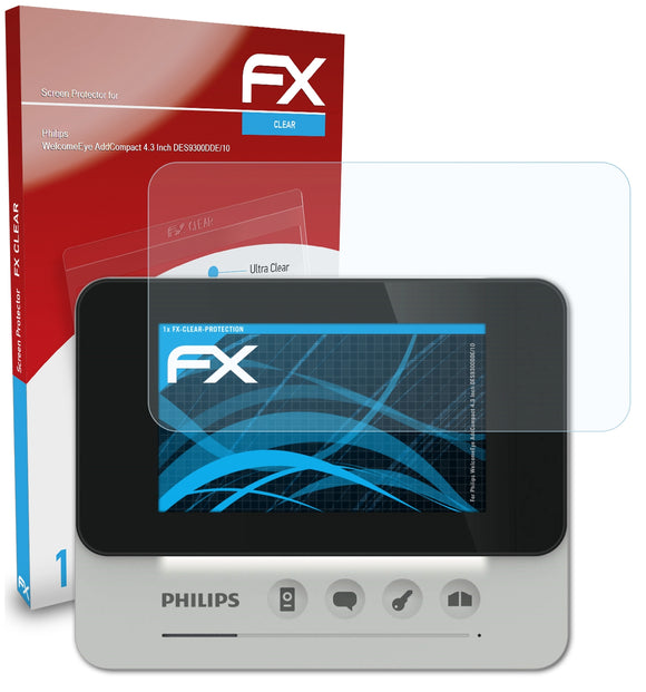 atFoliX FX-Clear Schutzfolie für Philips WelcomeEye AddCompact 4.3 Inch (DES9300DDE/10)