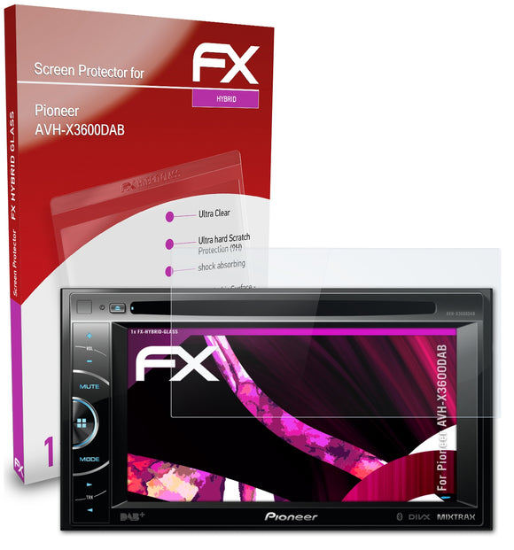 atFoliX FX-Hybrid-Glass Panzerglasfolie für Pioneer AVH-X3600DAB