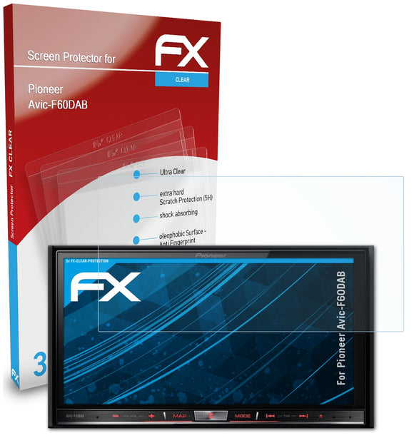 atFoliX FX-Clear Schutzfolie für Pioneer Avic-F60DAB