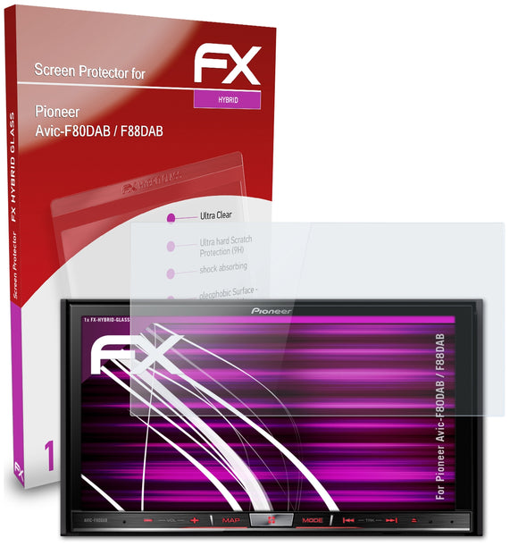 atFoliX FX-Hybrid-Glass Panzerglasfolie für Pioneer Avic-F80DAB / F88DAB