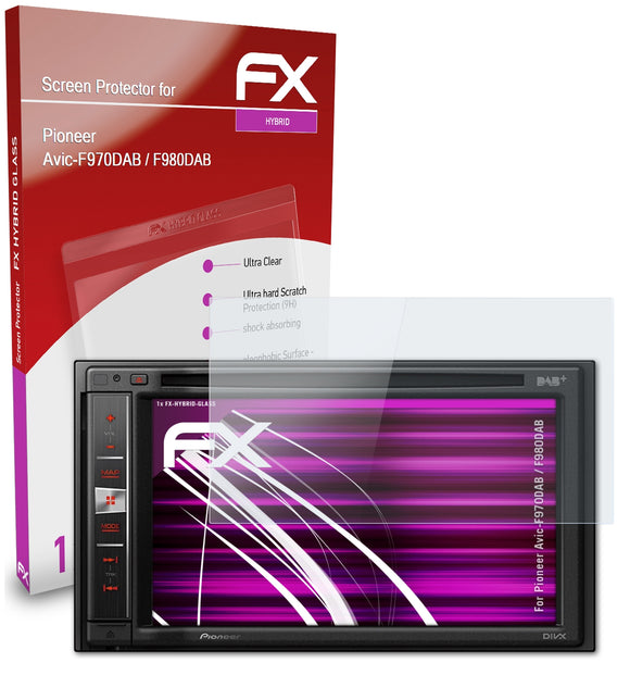 atFoliX FX-Hybrid-Glass Panzerglasfolie für Pioneer Avic-F970DAB / F980DAB