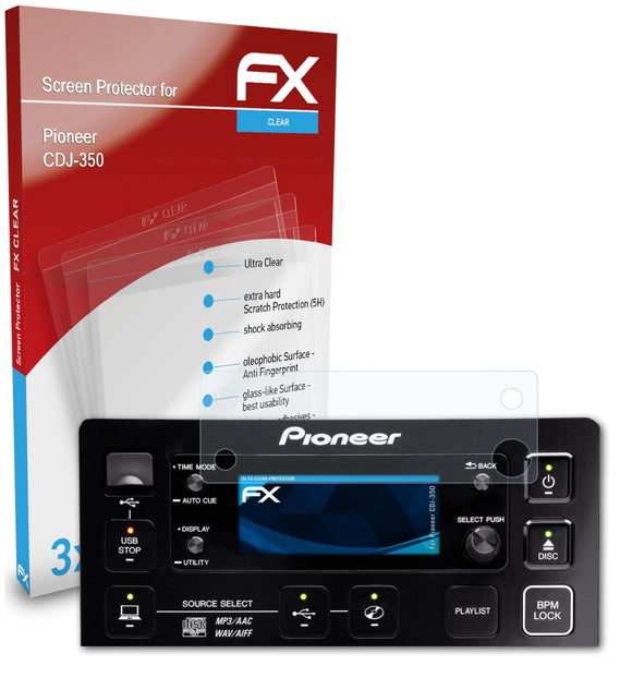 atFoliX FX-Clear Schutzfolie für Pioneer CDJ-350