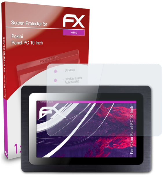 atFoliX FX-Hybrid-Glass Panzerglasfolie für Pokini Panel-PC 10 Inch