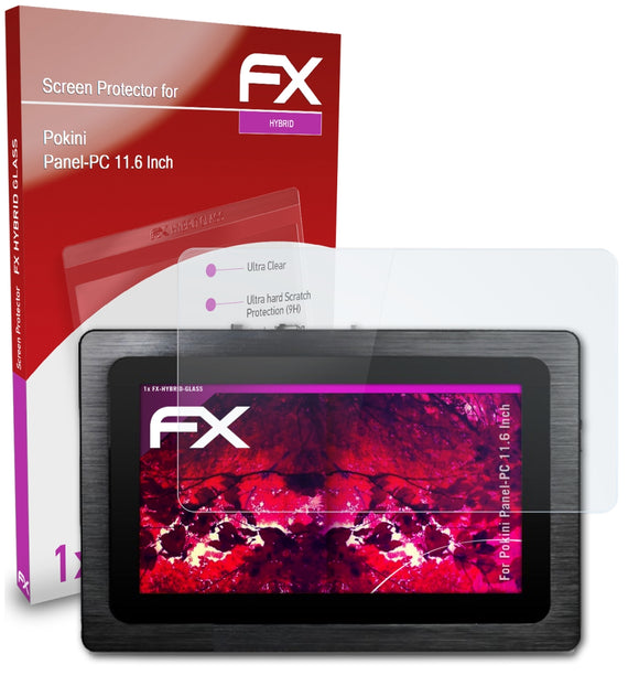 atFoliX FX-Hybrid-Glass Panzerglasfolie für Pokini Panel-PC 11.6 Inch
