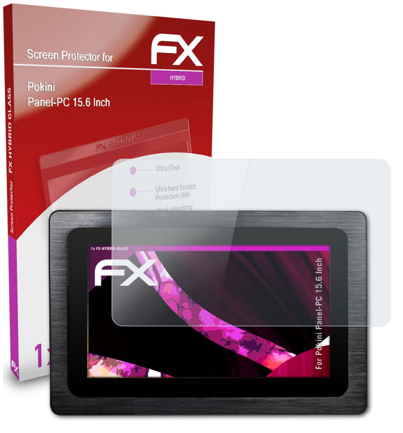 atFoliX FX-Hybrid-Glass Panzerglasfolie für Pokini Panel-PC 15.6 Inch