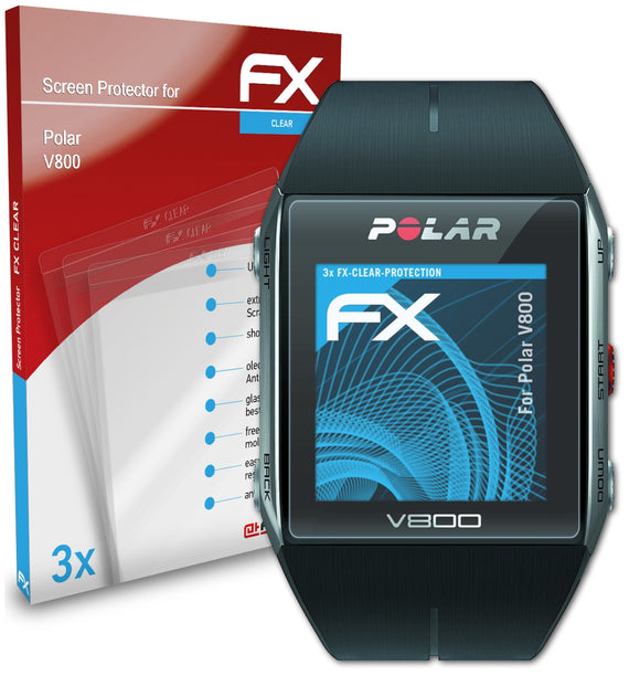 atFoliX FX-Clear Schutzfolie für Polar V800