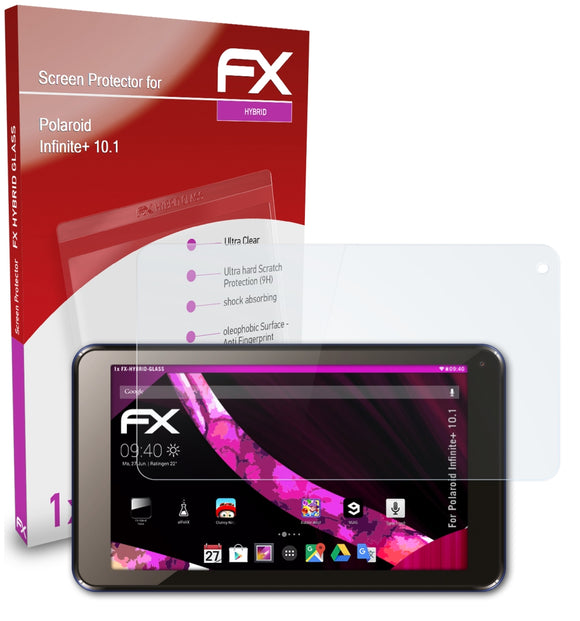 atFoliX FX-Hybrid-Glass Panzerglasfolie für Polaroid Infinite+ 10.1
