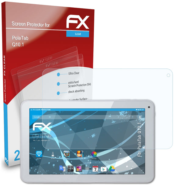 atFoliX FX-Clear Schutzfolie für PolaTab Q10.1