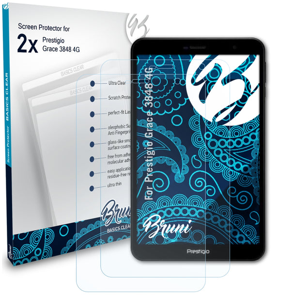 Bruni Basics-Clear Displayschutzfolie für Prestigio Grace 3848 4G