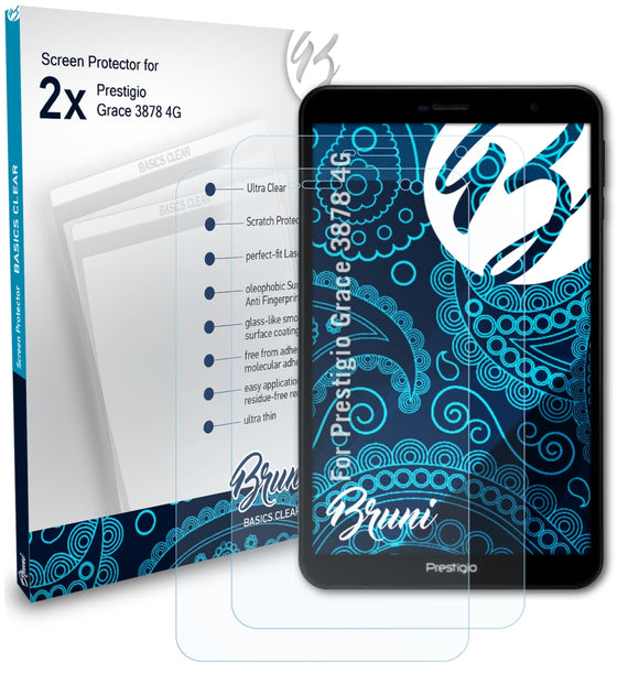 Bruni Basics-Clear Displayschutzfolie für Prestigio Grace 3878 4G