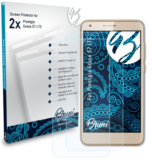 Bruni Basics-Clear Displayschutzfolie für Prestigio Grace S7 LTE