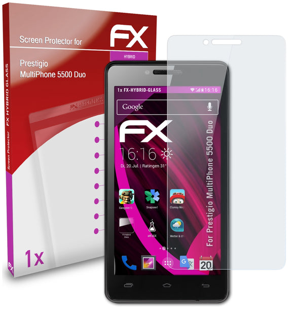 atFoliX FX-Hybrid-Glass Panzerglasfolie für Prestigio MultiPhone 5500 Duo