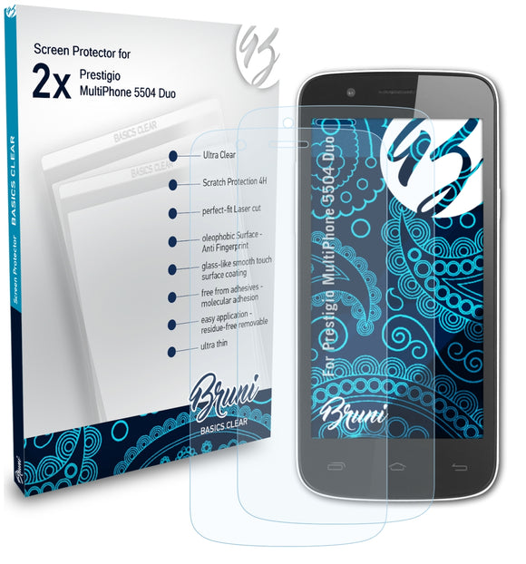 Bruni Basics-Clear Displayschutzfolie für Prestigio MultiPhone 5504 Duo
