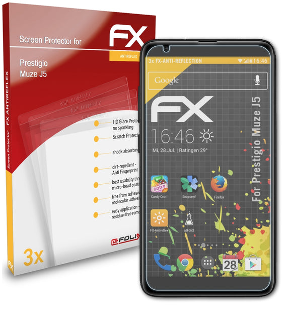 atFoliX FX-Antireflex Displayschutzfolie für Prestigio Muze J5