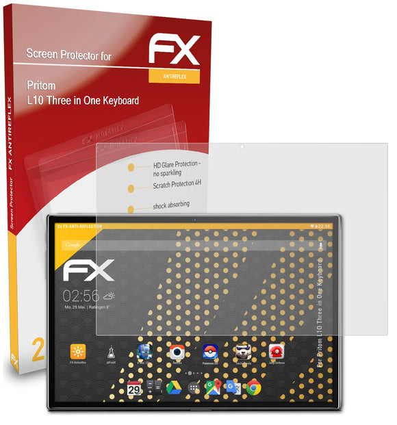 atFoliX FX-Antireflex Displayschutzfolie für Pritom L10 Three in One Keyboard