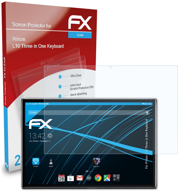 atFoliX FX-Clear Schutzfolie für Pritom L10 Three in One Keyboard