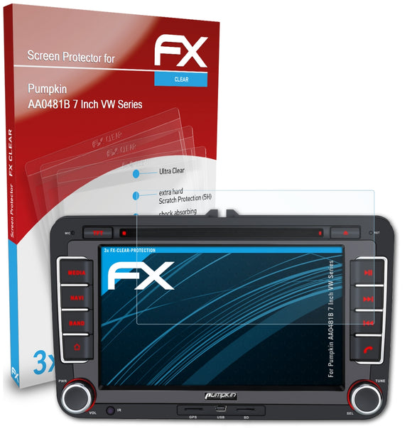 atFoliX FX-Clear Schutzfolie für Pumpkin AA0481B 7 Inch (VW Series)