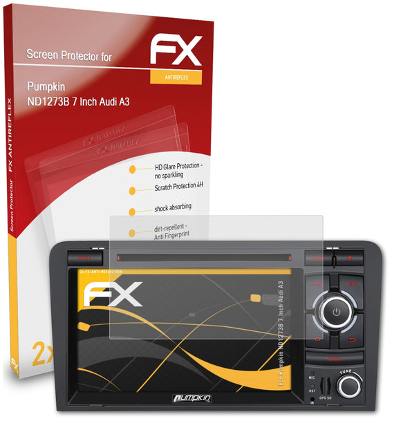 atFoliX FX-Antireflex Displayschutzfolie für Pumpkin ND1273B 7 Inch (Audi A3)