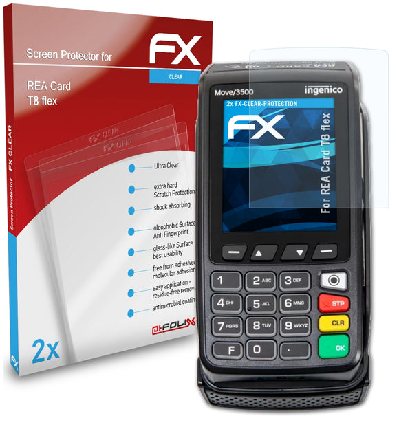 atFoliX FX-Clear Schutzfolie für REA Card T8 flex