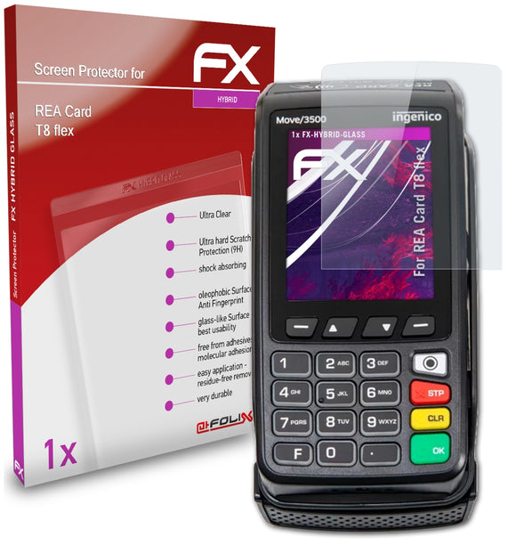 atFoliX FX-Hybrid-Glass Panzerglasfolie für REA Card T8 flex