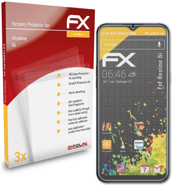 atFoliX FX-Antireflex Displayschutzfolie für Realme 6i