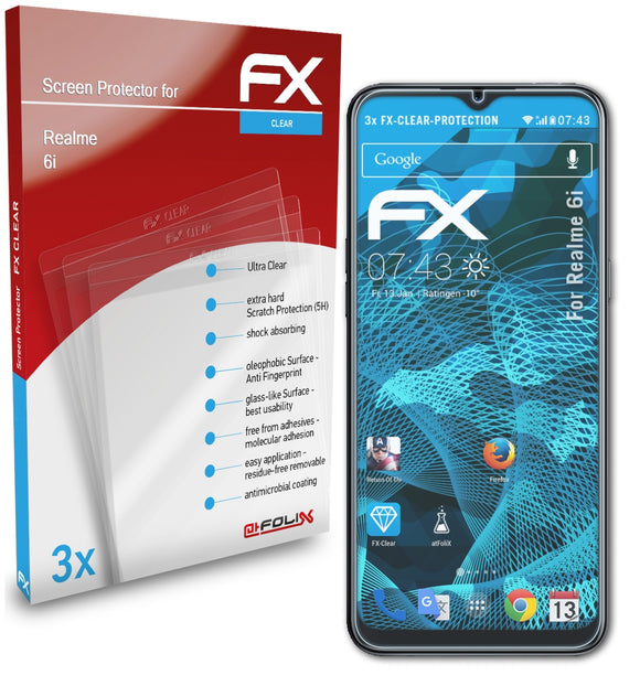 atFoliX FX-Clear Schutzfolie für Realme 6i