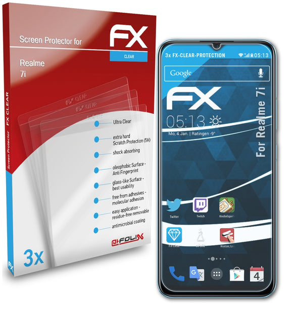 atFoliX FX-Clear Schutzfolie für Realme 7i