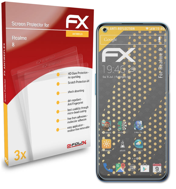atFoliX FX-Antireflex Displayschutzfolie für Realme 8