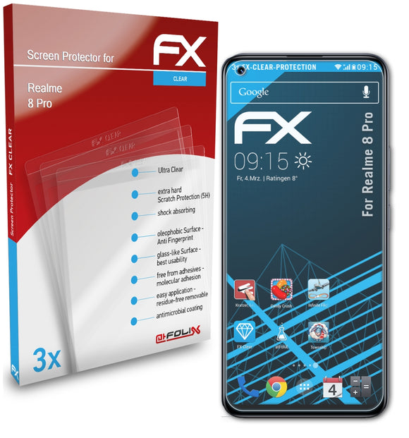 atFoliX FX-Clear Schutzfolie für Realme 8 Pro