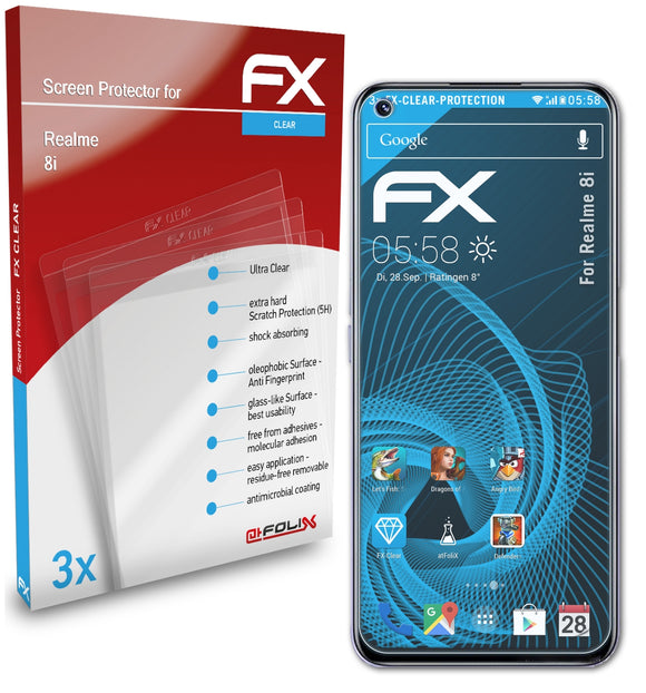 atFoliX FX-Clear Schutzfolie für Realme 8i