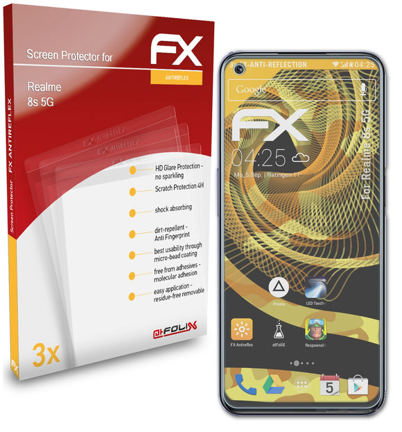 atFoliX FX-Antireflex Displayschutzfolie für Realme 8s 5G