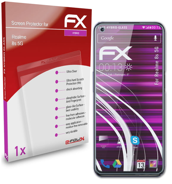 atFoliX FX-Hybrid-Glass Panzerglasfolie für Realme 8s 5G