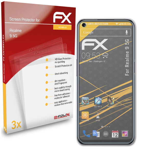 atFoliX FX-Antireflex Displayschutzfolie für Realme 9 5G