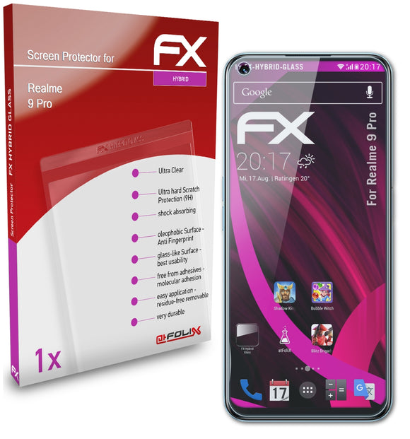 atFoliX FX-Hybrid-Glass Panzerglasfolie für Realme 9 Pro
