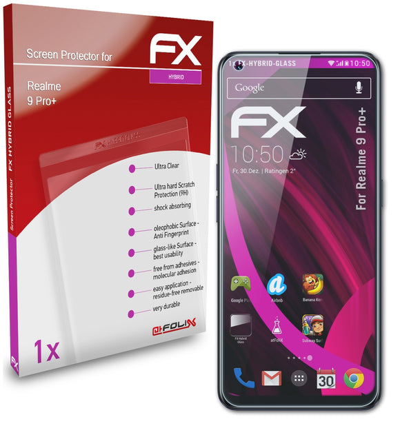 atFoliX FX-Hybrid-Glass Panzerglasfolie für Realme 9 Pro+