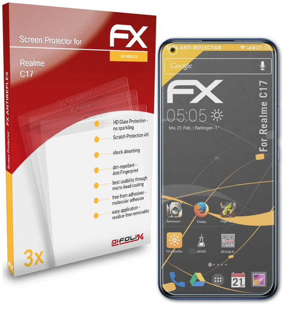 atFoliX FX-Antireflex Displayschutzfolie für Realme C17