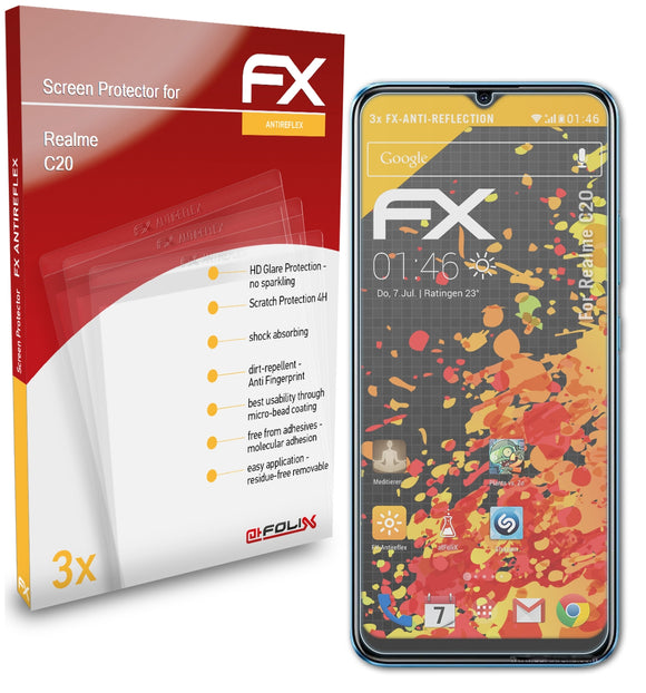 atFoliX FX-Antireflex Displayschutzfolie für Realme C20